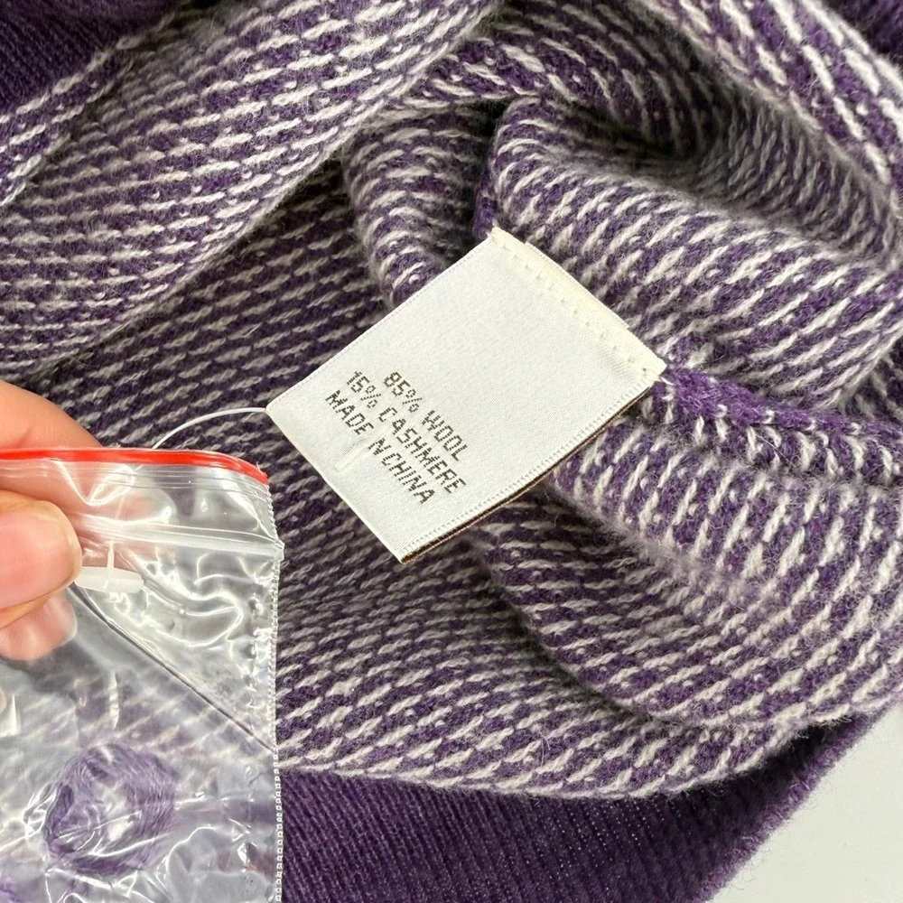 Reserve Patrick James Sweater Mens L Purple NWOT Wool Cashmere Quarter Zip Trim